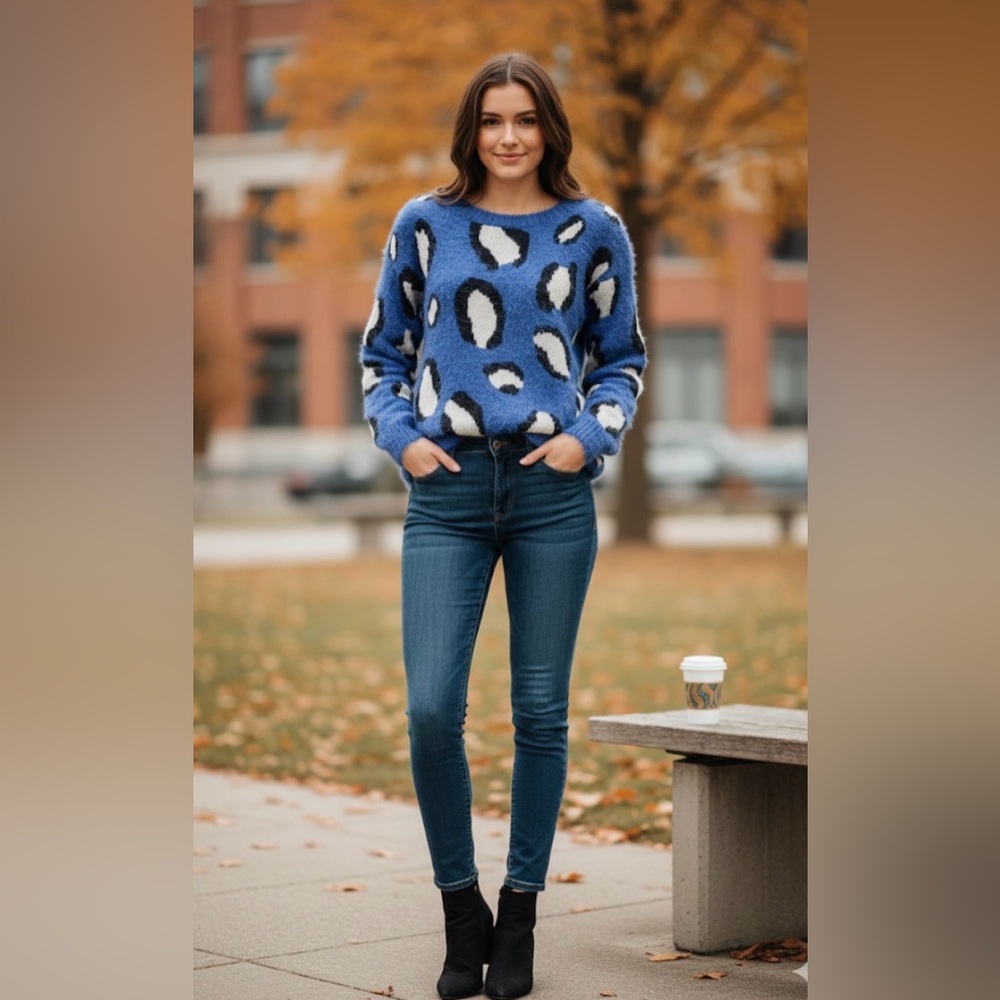 Very J Leopard Eyelash Sweater